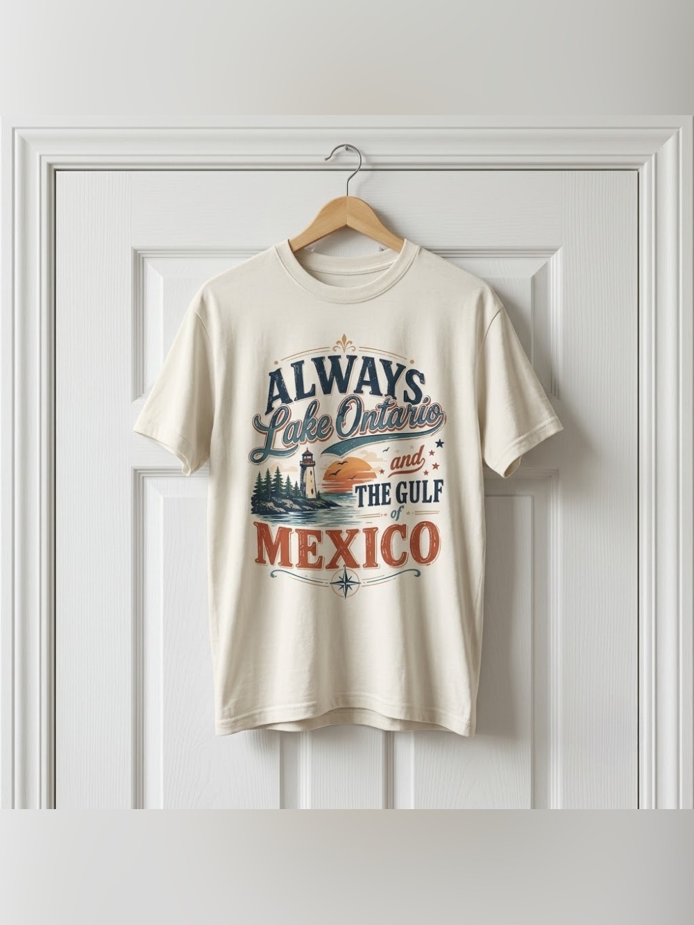 Lake Ontario Gulf Of Mexico Lighthouse Ivory Coastal Nature Graphic T-Shirt